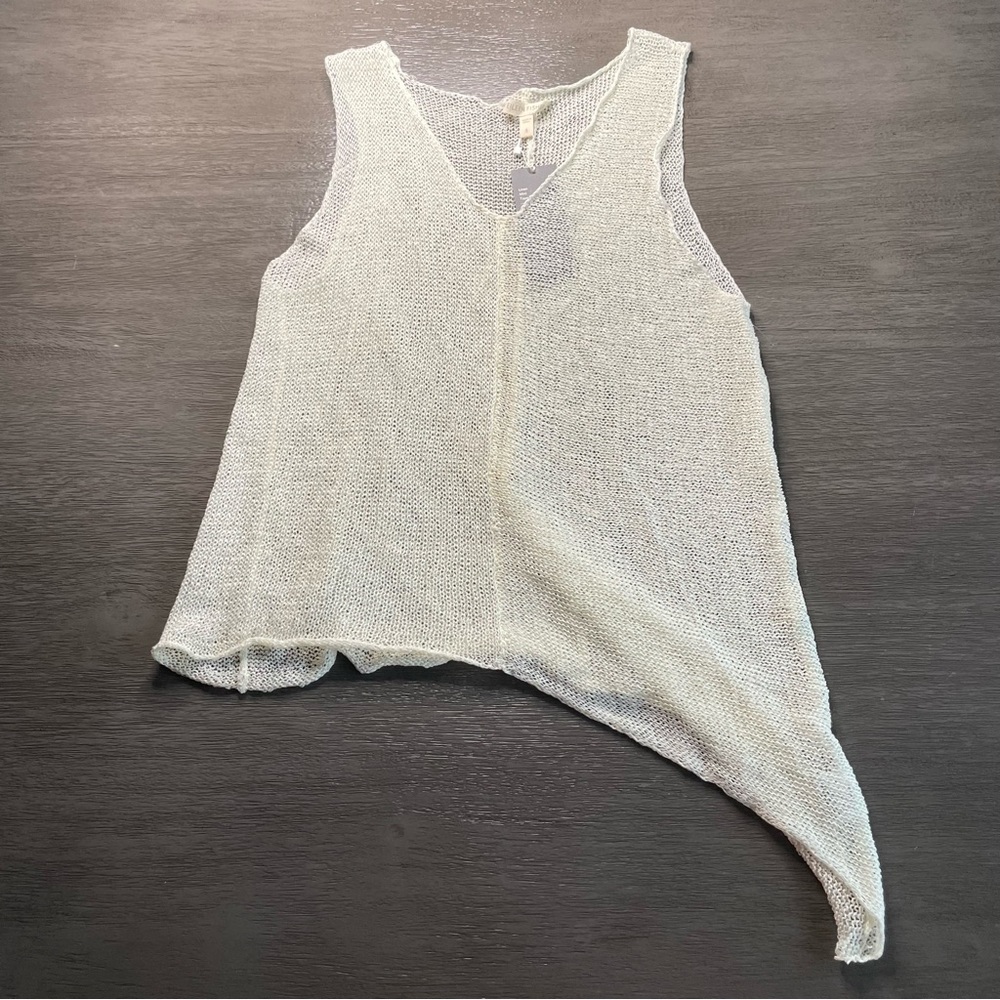 NWOT Eileen Fisher Cream Asymmetrical Knit Blouse